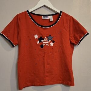 Erika & Co Patriotic Red Star Shirt Size Small